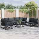 Havesofa Sæt med pude 8 pcs Sort Aluminium