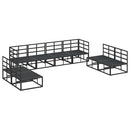 Havesofa Sæt med pude 8 pcs Sort Aluminium