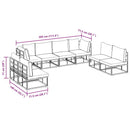 Havesofa Sæt med pude 8 pcs Sort Aluminium