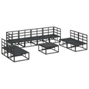 Havesofa Sæt med pude 9 pcs Sort Aluminium