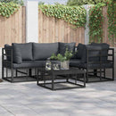 Havesofa Sæt med pude 5 pcs Sort Aluminium
