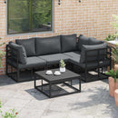 Havesofa Sæt med pude 5 pcs Sort Aluminium