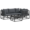 Havesofa Sæt med pude 5 pcs Sort Aluminium