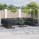 Havesofa Sæt med pude 10 pcs Sort Aluminium