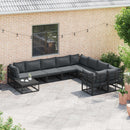 Havesofa Sæt med pude 10 pcs Sort Aluminium