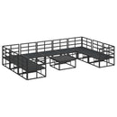 Havesofa Sæt med pude 10 pcs Sort Aluminium