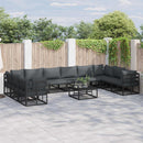 Havesofa Sæt med pude 10 pcs Sort Aluminium