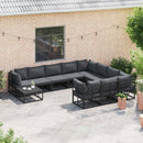Havesofa Sæt med pude 10 pcs Sort Aluminium