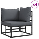 Havesofa Sæt med pude 10 pcs Sort Aluminium