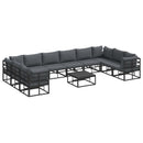 Havesofa Sæt med pude 11 pcs Sort Aluminium