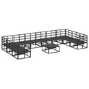 Havesofa Sæt med pude 11 pcs Sort Aluminium