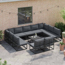 Havesofa Sæt med pude 11 pcs Sort Aluminium