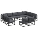 Havesofa Sæt med pude 11 pcs Sort Aluminium