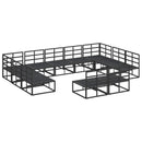 Havesofa Sæt med pude 11 pcs Sort Aluminium