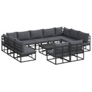 Havesofa Sæt med pude 12 pcs Sort Aluminium
