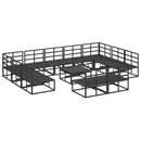 Havesofa Sæt med pude 12 pcs Sort Aluminium