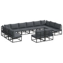 Havesofa Sæt med pude 12 pcs Sort Aluminium