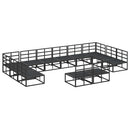 Havesofa Sæt med pude 12 pcs Sort Aluminium
