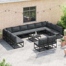 Havesofa Sæt med pude 13 pcs Sort Aluminium