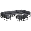 Havesofa Sæt med pude 13 pcs Sort Aluminium