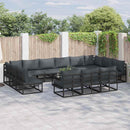 Havesofa Sæt med pude 14 pcs Sort Aluminium