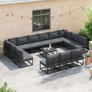 Havesofa Sæt med pude 14 pcs Sort Aluminium