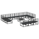 Havesofa Sæt med pude 14 pcs Sort Aluminium