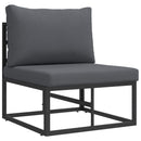 Havesofa Sæt med pude 14 pcs Sort Aluminium