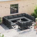 Havesofa Sæt med pude 11 pcs Sort Aluminium