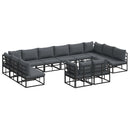 Havesofa Sæt med pude 12 pcs Sort Aluminium