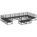 Havesofa Sæt med pude 12 pcs Sort Aluminium