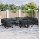Havesofa Sæt med pude 13 pcs Sort Aluminium