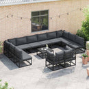 Havesofa Sæt med pude 13 pcs Sort Aluminium