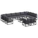 Havesofa Sæt med pude 13 pcs Sort Aluminium