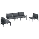 Havesofa Sæt med pude 5 pcs Sort Stål