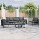 Havesofa Sæt med pude 6 pcs Sort Stål