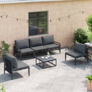 Havesofa Sæt med pude 6 pcs Sort Stål