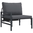 Havesofa Sæt med pude 6 pcs Sort Stål