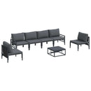 Havesofa Sæt med pude 7 pcs Sort Stål