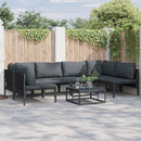 Havesofa Sæt med pude 6 pcs Sort Stål