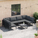 Havesofa Sæt med pude 6 pcs Sort Stål