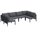 Havesofa Sæt med pude 6 pcs Sort Stål