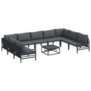 Havesofa Sæt med pude 10 pcs Sort Stål