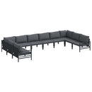 Havesofa Sæt med pude 10 pcs Sort Stål