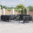 Havesofa Sæt med pude 11 pcs Sort Stål