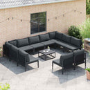 Havesofa Sæt med pude 12 pcs Sort Stål