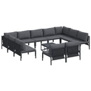Havesofa Sæt med pude 12 pcs Sort Stål