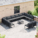 Havesofa Sæt med pude 12 pcs Sort Stål