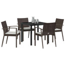 Have Spisebordssæt 5 pcs Brun og sort PE Rattan