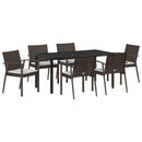 Have Spisebordssæt 7 pcs Brun og sort PE Rattan